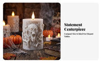 Spooky Skull Candle | Warm Eerie Glow, LED Candle with artificial wick, for spooky venues
