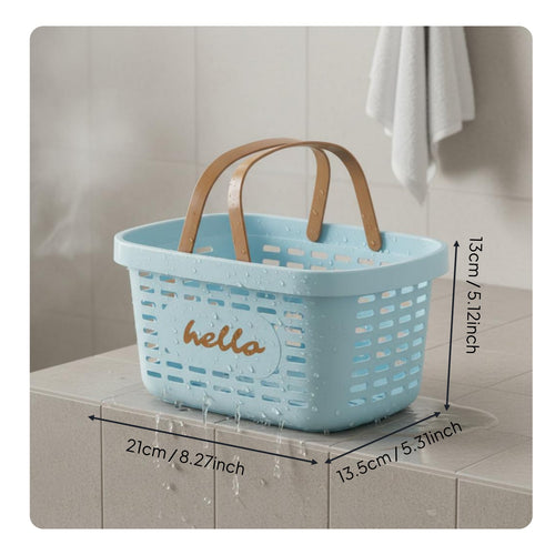 Portable Shower Tote Multipurpose Draining Bath Basket Wide Opening Shower Basket for Dormitory, Washroom