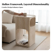C-Shaped Storage Table Nordic design Household Furniture Marble-Patterned Top Sturdy Construction for Lounge Area, Home Office