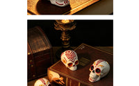 Hand-Painted Skull Ornament Freestanding Tabletop Skull Compact Decor Miniature for Collectors