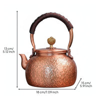 Handmade Red Copper Kettle Vintage Design Kitchenware