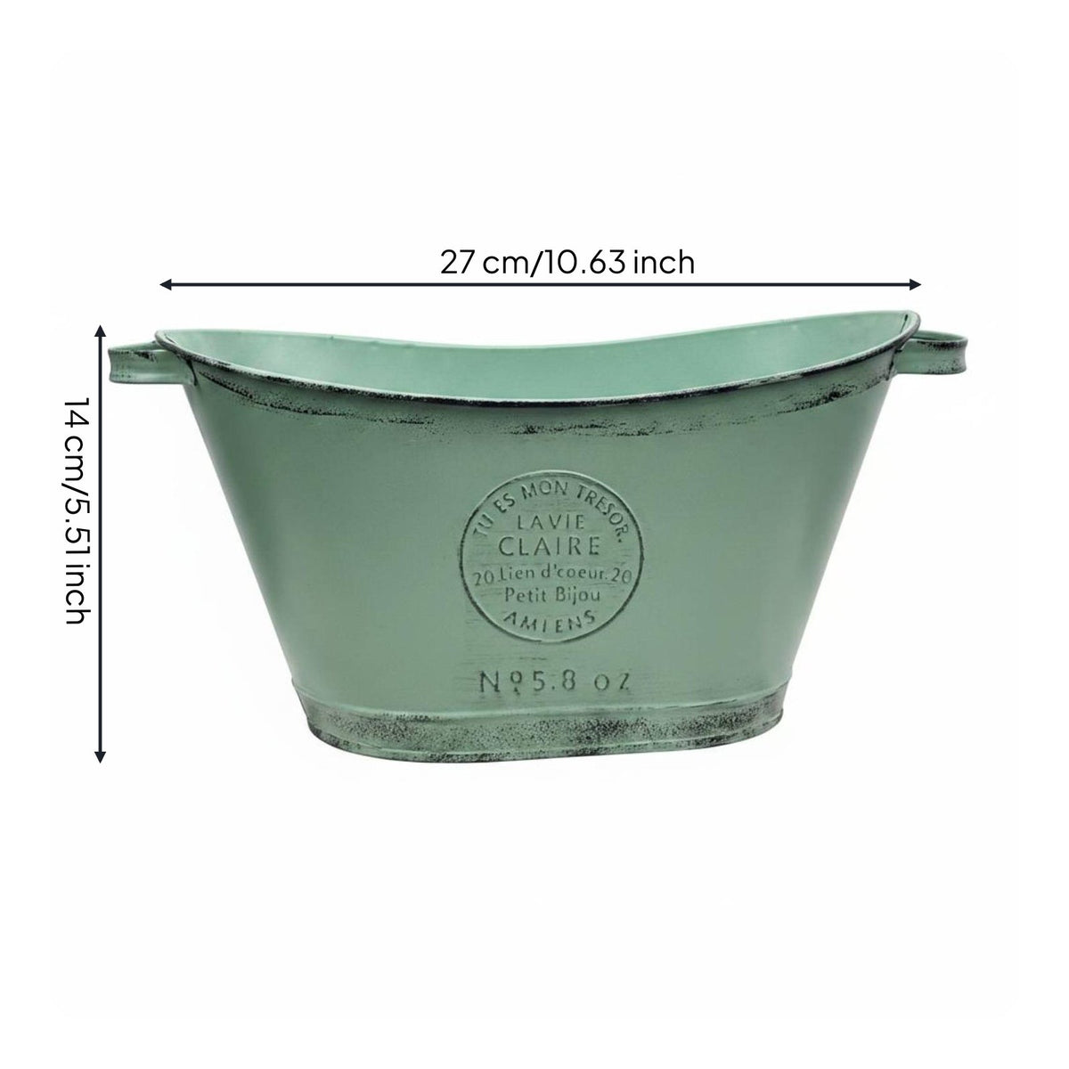 Decorative Metal Flower Tub Handles Rustic Metal Container Weather-Resistant