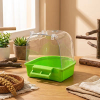 Bird Bath for Parrot, Cockatiel, and Budgie; Covered Corner Design with Screws; Pet Bird Bath for Small Birds and Canaries