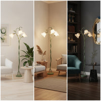 Floor Lamp with Flower Shades Adjustable 3-Head Floor Lamp Decorative for Living Room