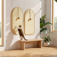 2 Pieces Cat Scratching Board with Toy Ball Wall-Mounted Sisal Cat Scratcher with Hanging Rope Interactive Pet Supply for Living Room, Apartments