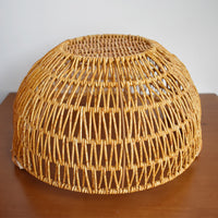 Rattan-Style Round Basket with Wooden Handle for Storage and Decoration