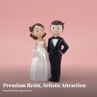 Bride and Groom Cake Topper European Design Cartoon Wedding Couple Doll Romantic Design Bride and Groom Statue for Anniversary, Desktop, Car Dashboard