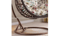 Rattan-Style Hanging Basket Chair Woven Egg Chair with Stand Freestanding Weather Resistant for Sunroom