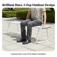 Slatted Backrest Bench Outdoor Furniture Sturdy Backless Bench Weather-resistant Seating Reinforced Galvanized Steel Construction Suitable for Homeowners Public Garden Visitors Patio Courtyard