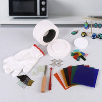 10 Pieces Microwave Oven Kit DIY Fused Glass Kit with Tools Compact Glass Fusing Oven for Crafters, Maker Workshops