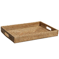 Handwoven Plastic Rattan-Style Tray for Tea and Storage