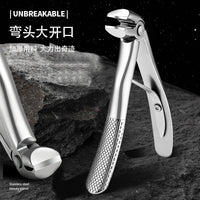 Long Handle Curved Nail Clipper, Large Thickened Stainless Steel, Anti-Splash