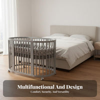 Bedside Sleeper Net Netting Cover 5-in-1 Oval Infant Bed Includes Changing Table Nursery Furniture for Infants, New Parents, Bedroom, Indoors