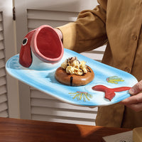 Japanese Style Ceramic Shark Plate for Dips and Sushi
