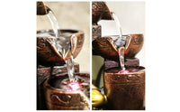 Layered Buddha Fountain with Black Tray Compact Buddha Statue Fountain Sculpted Small for Meditators, Office