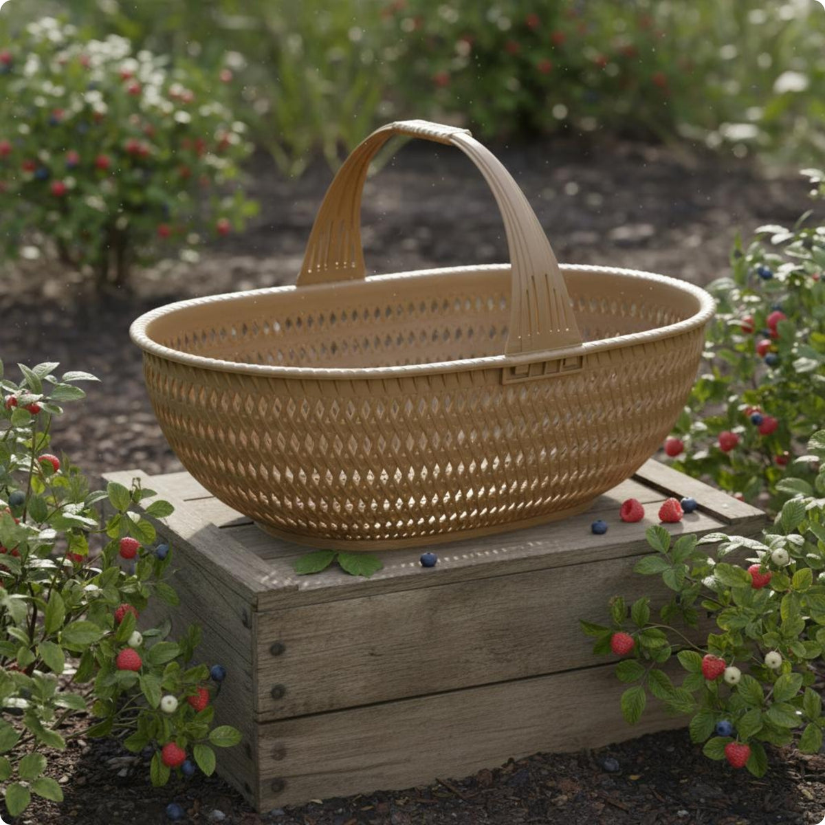 Hand Basket Imitation Bamboo Woven Basket Thick Rim Organizer Bin