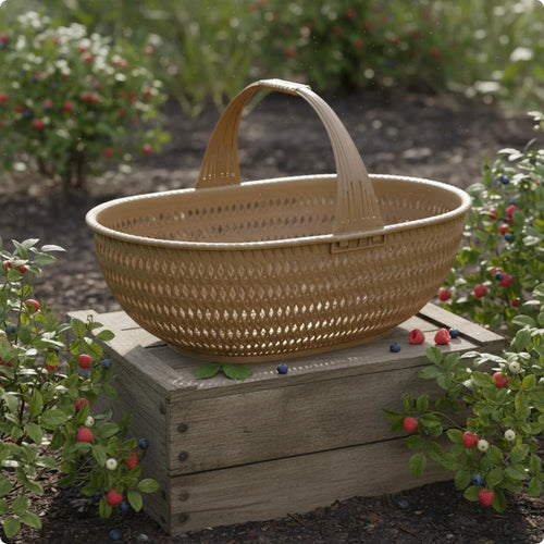 Hand Basket Imitation Bamboo Woven Basket Thick Rim Organizer Bin