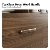 Walnut Sideboard Cabinet Large Capacity Refreshment Center Cabinet Versatile Wood Sideboard with Drawers for Families, Homeowners, Entryway