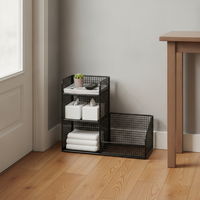 Under-Desk Rolling Storage Cart with Shelves for Books and Bags