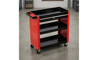 Rolling Metal Tool Cart Perforated Storage Furniture Red And