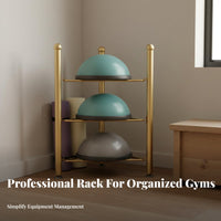 Space-Saving Design Fitness Ball Rack Non-Slip Adjustable Feet Half Balance Ball Rack Sturdy Metal Construction Large Capacity