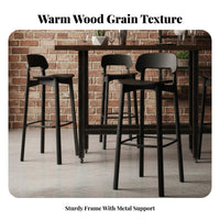 Bar Stool with Backrest Modern Design Counter Chair Built-in Footrest Stable Wide Base for Homeowners, Restaurant, Cafe