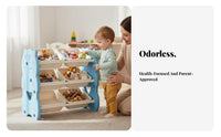 Toy and Book Shelving Unit 2-in-1 Design Multi-Bin Storage Rack Rounded Corners