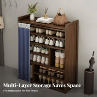 Shoe Shelf with Dust Curtain Space-Saving Multi-Tier Shoe Rack Dustproof Entryway Furniture for Students, Apartment Dwellers, Hallway, Bedroom, Closet