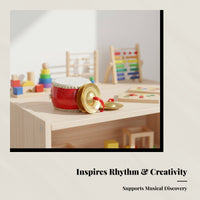 Children's Cowhide Drum, Toy Drum, Percussion Instrument, for 0-3 Years, with Cymbals