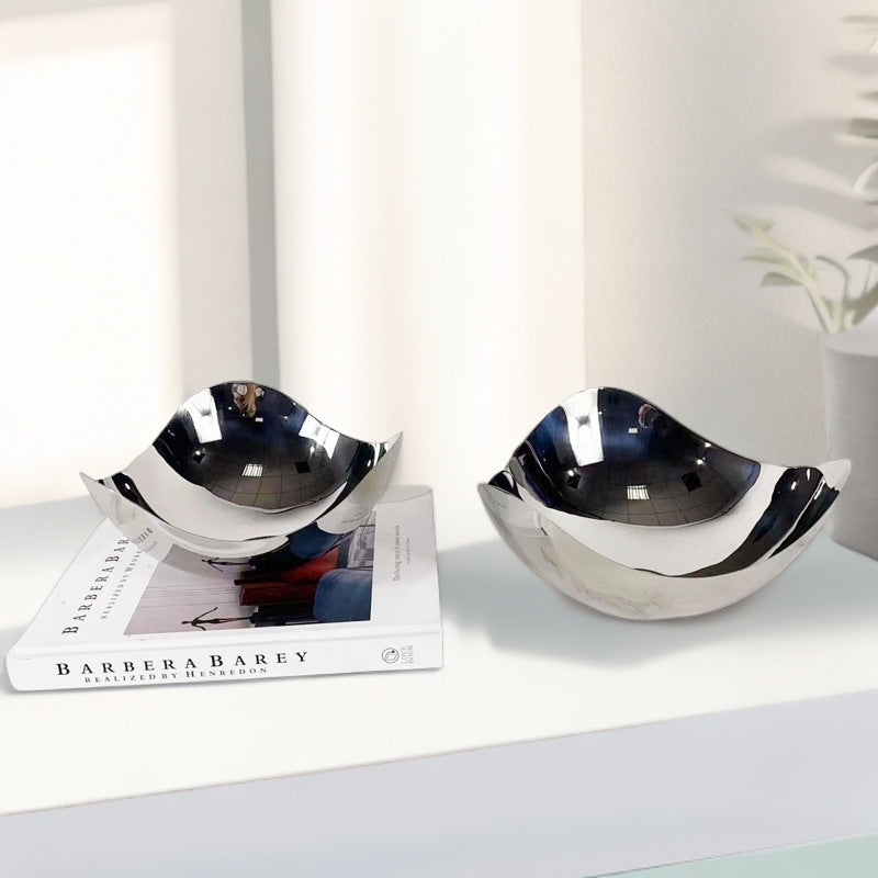 Modern Minimalist Stainless Steel Geometric Mirror Round Tray