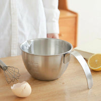 Mixing Bowl and Rice Washer with Handle, 304 Stainless Steel Mesh Rice Strainer, Salad Bowl with Measurement Markings for Adult Meal Prep