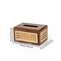 Tissue Box Cover Rectangular Tissue Box with Rattan Panels Woven for Living Room