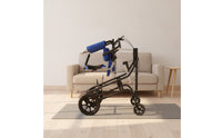 Wheeled Gait Training Machine with Seat Padded Standing Assistance Device with Wheels Adjustable Rehabilitation Equipment Heavy-Duty for Stroke Survivors, Elderly