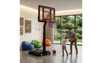 Mobile Basketball Hoop Telescoping Pole Portable Basketball Hoop Sports Gear Wheeled Transparent Backboard for Indoor