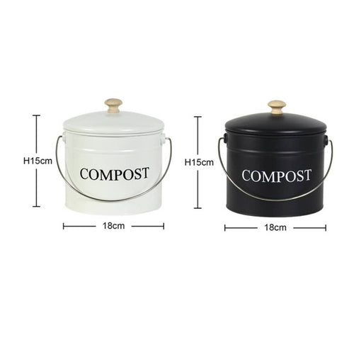 Round Compost Pail Charcoal Filter Metal Compost Pail Rust-Resistant