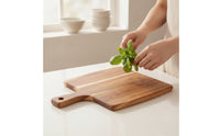 Natural Grain Wooden Serving Board with Handle Food Safe Cutting Board with Handle Long-Lasting Wooden Serving Tray Sturdy for Hosts, Home Cooks, Charcuterie, Kitchen