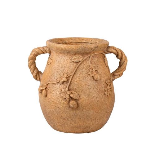 Urn Planter with Handles Textured Flower Pot Ornate for Entryway