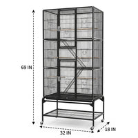 Extra Large Bird Cage for Parrot, Cockatiel Cage with 6 Perches, Multi-Level Tall Spacious Indoor Habitat on Rolling Stand with Storage Shelf
