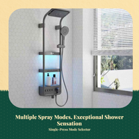 Silver shower panel with massage jets
