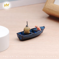 现货 1/64比例 垂钓小船B 微缩场景模型搭配手工涂装小人偶模型