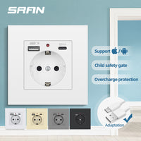 European Standard Wall Power Socket with USB and Type-C, 16A