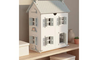 DIY Assembly Wooden Dollhouse Playset Sturdy Wood Construction Wooden Dollhouse Great Gift Idea Pretend Play House Sparks Creativity for Girls, Kids, Toddlers, Playroom