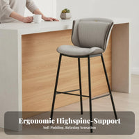 Upholstered High-Back Stool With Backrest Bar Chair Sturdy Frame for Pub, Adults