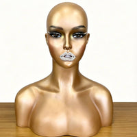 Mannequin Head with Shoulders Solid Core Hairpiece Display Head Pierced Ears Hairpiece Display Bust for Photography