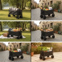 All-Terrain Camping Wagon Heavy Duty Collapsible Wagon Large Capacity Folding Utility Cart Portable for Campers, Picnics, Shopping