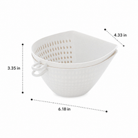 Colander for Kitchen Strainer, White Double-Layer Drainer Basket, Polypropylene Rice Washing Bowl for Fruit & Vegetable Washing, Meal Prep Students