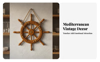 Ship Wheel Wall Decor Classic Nautical Wooden Nautical Steering Wheel Rustic Design Wall Hanging for Bar, Restaurant, Man Cave