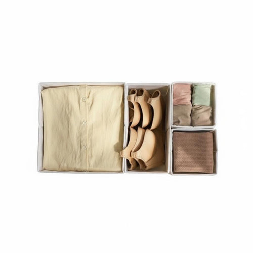 3 Pieces Compartmented textile Box Set Easy Assembly Drawer Divider adaptable