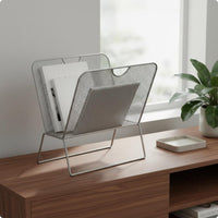 Metal Magazine Rack Sturdy Iron Wire Newspaper Stand Space-Saving Newspaper Storage Basket for Office, Desk