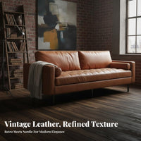 Straightrear Leather Settee Oil finish Finish 3-Seater Settee Vintage Design Sofa for Apartment Dwellers, Office Managers, Lounge Area